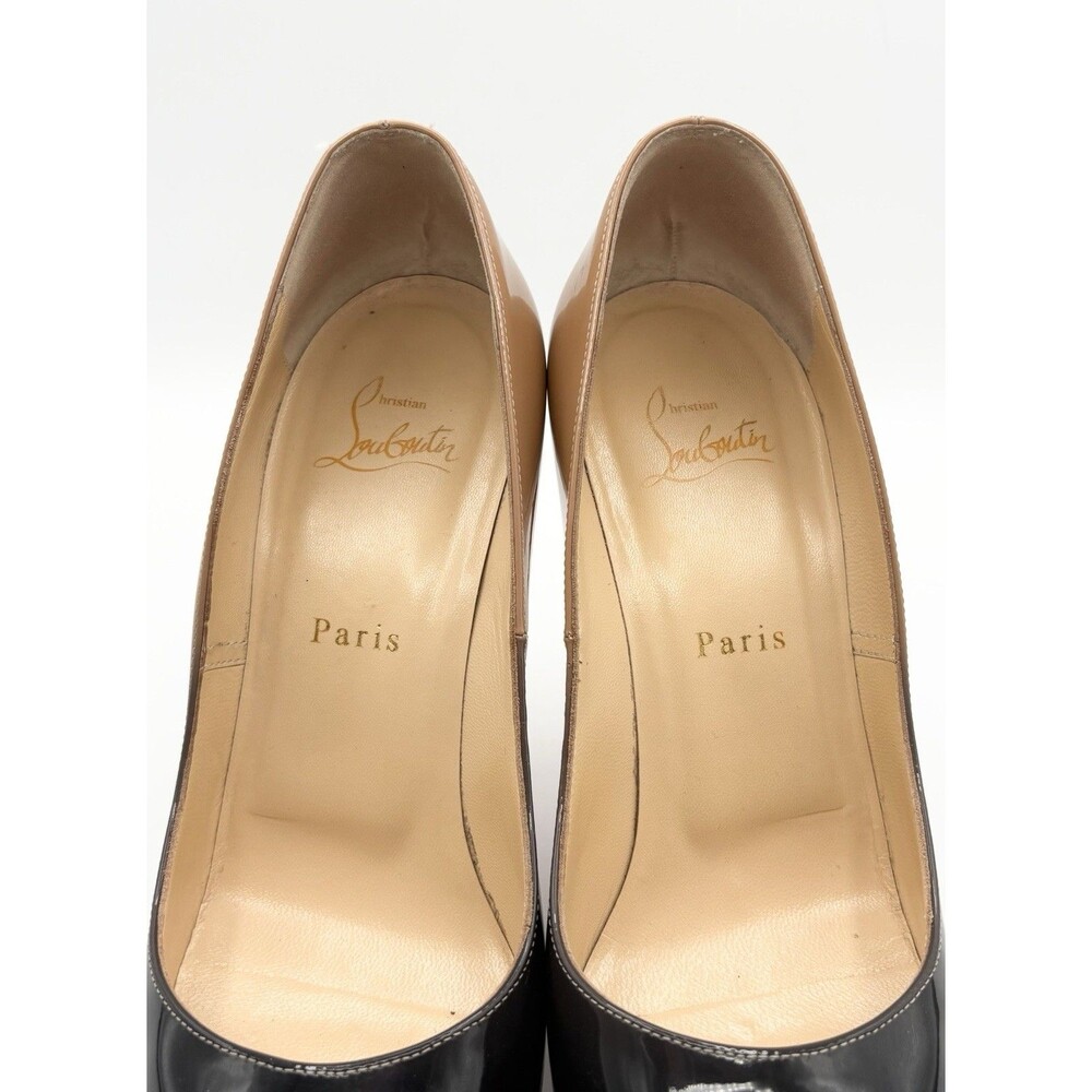 Christian Louboutin Beige & Black Patent Leather Ombre Platform Heels EU 39 - Picture 6 of 16
